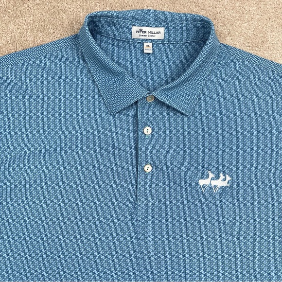 Peter Millar Polo Shirt Adult Extra Large Blue Summer Comfort Golf Preppy Men - Picture 3 of 14
